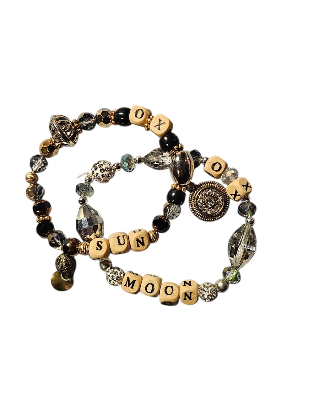Celestial Upcycled Kandi Friendship Bracelets (Sun & Moon Set)